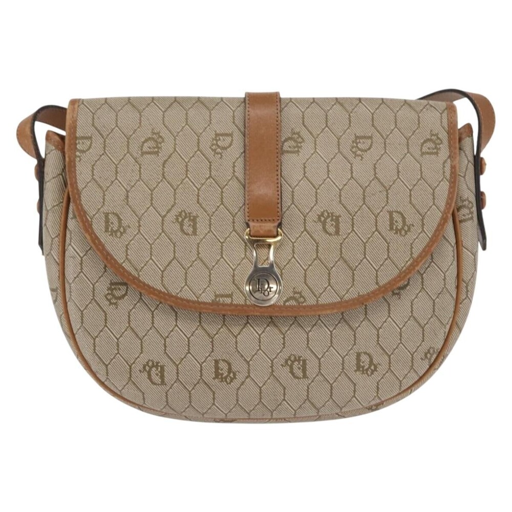 Christian Dior Vintage Honeycomb Canvas and Leather